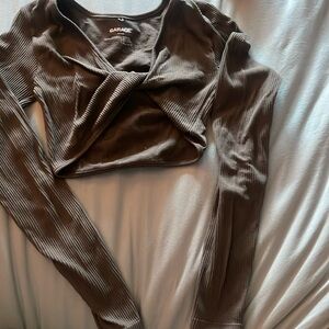 Brown garage crop top